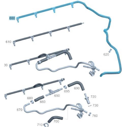 Mazot Geri Dönüş Hortumu C Seri W207, E Seri W212, Motor: OM651,  OEM A6510705532