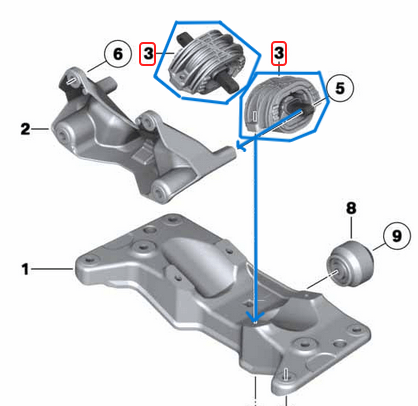 Şanzıman Kulağı / Şanzıman Takozu Sol Sağ BMW 5 Seri F10, F11, 7 Seri F01, F02, Motor: N52, N52N, N53 OEM  22326775916