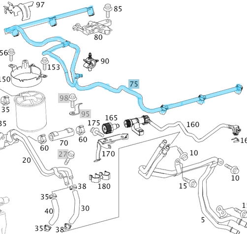 Mazot Geri Dönüş Hortumu Sprinter W906, Motor: OM642, OEM A6420707532