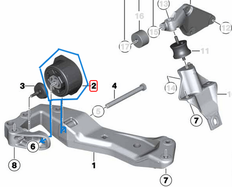 Şanzıman Kulağı / Şanzıman Takozu BMW 5 Seri F10, F11, 6 Seri F12, F13, 7 Seri F01, F02 Motor: N47N, B47 OEM 22326856421