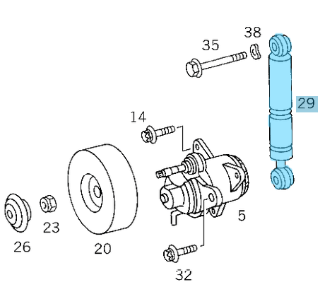 Kayış Gergi Amortisörü C Seri W202, E Seri W124, W210, Vito W639, Motor: M111 OEM A1112000414, A1112000214, 1112000414, 1112000214