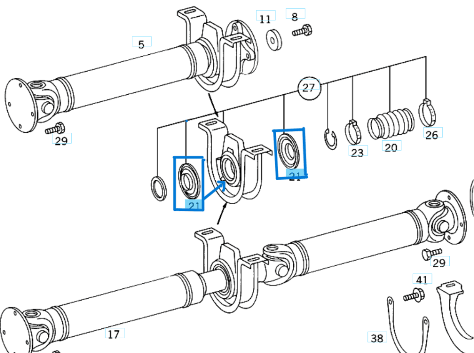 Şaft Askı Bilya Kapağı Sprinter W901, W902, W903, W904 OEM A9014110396