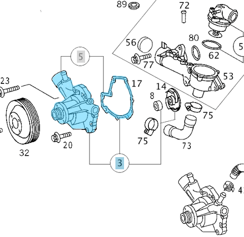 Devirdaim Pompası / Su Pompası C Seri W203, Motor: M111 OEM A1112004301, 1112004301