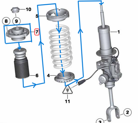 Amortisör Takozu Ön BMW 5 Seri F07, 6 Seri F12, F13, 7 Seri F01, F02, F04 OEM 31306795081, 31306782161