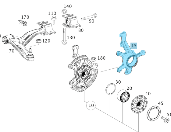 Aks Taşıyıcı Ön Sol CLA W117, GLA  W156, A Class W176, B Class W242, W246, OEM A2463320100 -1, A2463320501 -1