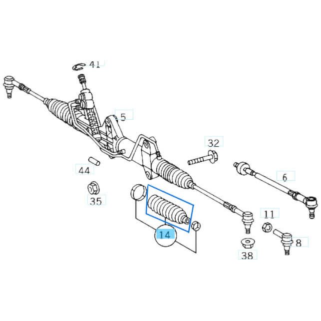 Direksiyon Körüğü / Rot Körüğü Sağ- Sol Sprinter W901, W902, W903, W904 Vito W638 OEM A9014605500