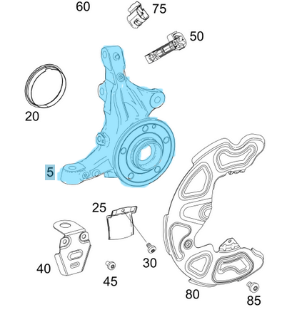 Aks Taşıyıcı Ön Sol Poryalı Komple Vito W447, W448,  OEM A4473300620