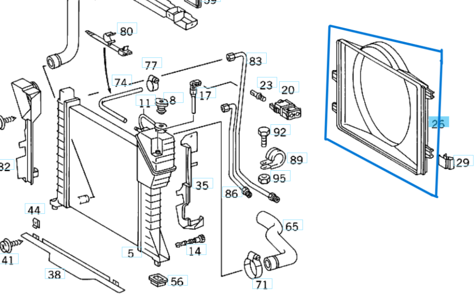 RADYATÖR DAVLUMBAZI KLİMASIZ Sprinter W901, W902, W903, W904 OEM A9015050655
