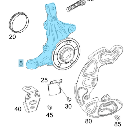 Aks Taşıyıcı Ön Sağ Poryasız Vito W447, W448,  OEM A4473300720 -1, A4473300120 -1, A4473308900 -1, A4473300320 -1