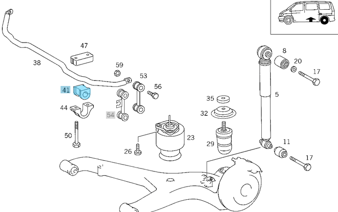 Viraj Demir Lastiği 24mm Ön Vito W638, Arka Sprinter W906, VW Crafter,  OEM A6383230285, A9063262381, 6383230285, 9063262381