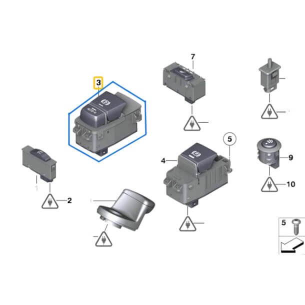 El Fren Düğmesi / El Fren Butonu / El Fren Şalteri BMW 5 Seri F10, X3 F25, X4 F26 OEM 61316822518, 61319217594, 61319385029