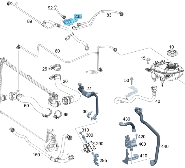 Su Dağıtım Valfi / Kapatma Valfi A Seri W177, B Seri W247, GLE W167, GLC W253, G Seri W465, CLS W257, C Seri W205, E Seri W213, W238 Coupe, S Seri W222, Vito W447, W448, Sprinter W907, W910 Motor: M254, M271, M274, OM611, OM646, OM651, OM654