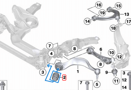 Salıncak Burcu / Fişeği Ön Üst BMW 5 Seri F07, F10, F11, 6 Seri F06, F12, F13, 7 Seri F01, F02, F04, OEM 31126777653