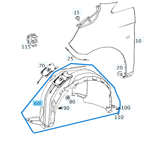 Çamurluk Davlumbazı Ön Sol VITO W447 OEM A4476840177
