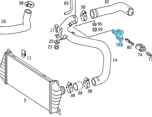 Hava Akışmetre Müşürü / Debimetre Sensörü / Isı Sensörü C Seri W202, E Seri W210,  Motor: M104, M111, OM602, OM603, OM604, OM605, OM606, OMOEM A0105425717, 0105425717