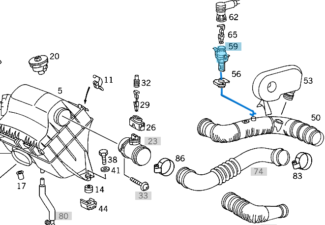 Hava Akışmetre Müşürü / Debimetre Sensörü / Isı Sensörü C Seri W202, E Seri W210,  Motor: M104, M111, OM602, OM603, OM604, OM605, OM606, OMOEM A0105425717