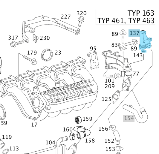 EGR Radyatör Borusu ML W163, G Seri W461, W463 OM612 OEM A6122030008