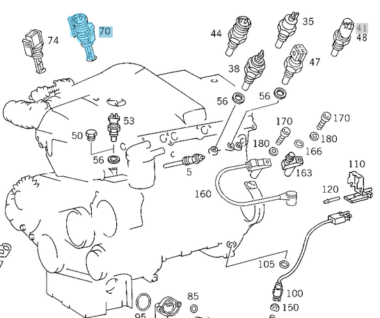 Hava Akışmetre Müşürü / Debimetre Sensörü / Isı Sensörü C Seri W202, E Seri W210,  Motor: M104, M111, OM602, OM603, OM604, OM605, OM606, OMOEM A0105425717