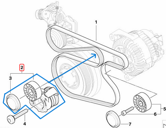 Kayış Gergi Kütüğü BMW 1 Seri E87, 3 Seri E90, E91, E92, E93, Motor: M47, M47N, M57, M57N OEM 11287790447