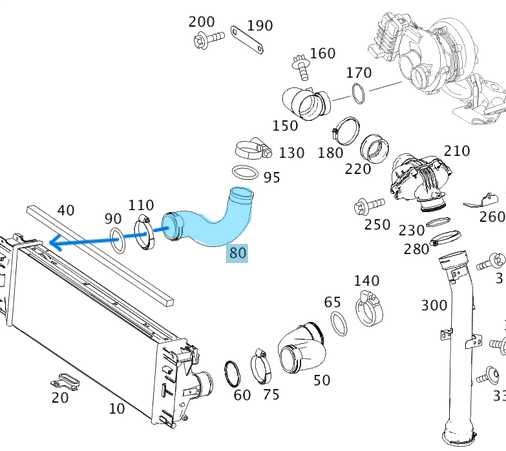 Intercooler Hortumu Sağ / İnterkol Hortumu Sağ / Turbo Hortumu Sprinter W906 Motor: OM646 OEM A9065283382, A9065281082