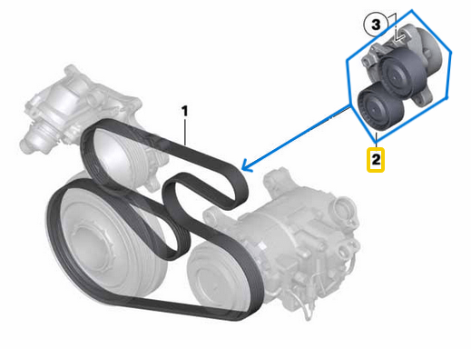 Kayış Gergi Kütüğü BMW 1 Seri F20, F21, 3 Seri E90, F30, F31, 4 Seri F32, F36, 5 Seri F07, F10, 7 Seri F01, F02, X1 Seri E84, X3 Seri F25, X4 Seri F26, X5 Seri F15, X6 Seri F16, Motor: N47N, N57N, OEM 11287810807