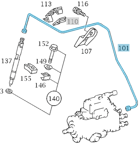 Enjektör Yakıt Borusu 4. SIRA Sprinter W901, W902, W903, W904, Vito W638, Motor: OM601, OM602, OM603, OEM A6020704033, A6020703533, 6020704033, 6020703533