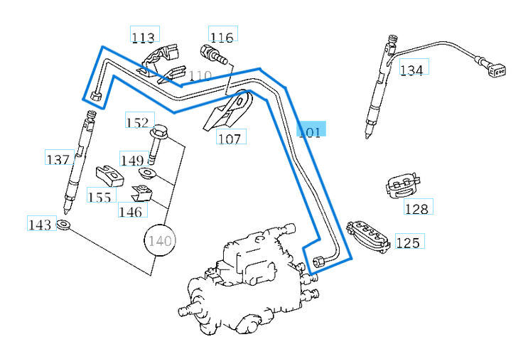 Enjektör Yakıt Borusu 4. SIRA Sprinter W901, W902, W903, W904 OM602 OEM A6020704033, A6020703533