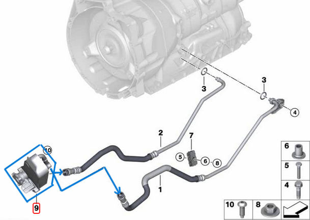 Otomatik Şanzıman Yağı Soğutma Radyatörü BMW 1 Seri E81, E82, E87, E88, 3 Seri E90, E91, E92, E93, X1 Seri E84, Motor: N43, N57, OEM 17217529499