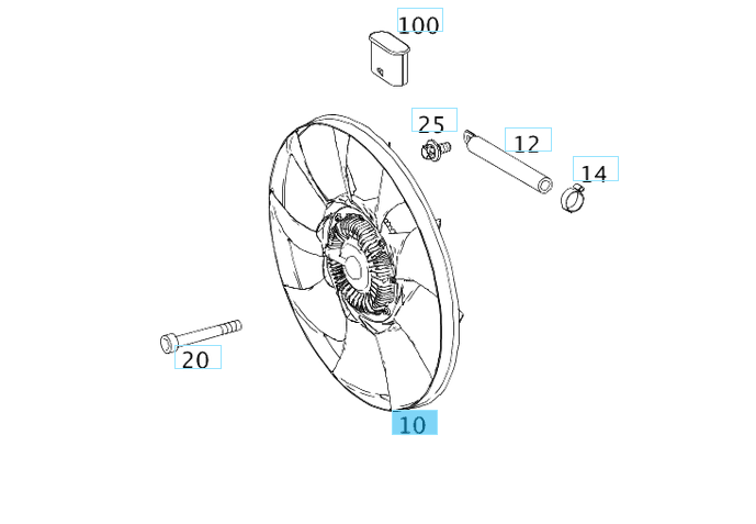 FAN TERMİĞİ PERVANELİ Vito W639 Sprinter W906, W907 VW Crafter 2,5D OM651, OM 611, OM612, OM646 OEM A0002009723, A0002009023, 076121301, 076121301D