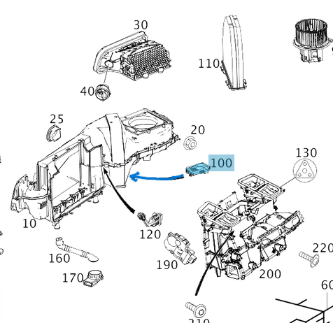 Klima Şalteri / Klima Tarağı / Klima Duyucusu C Seri W204, E Seri W212, OEM A2128702110