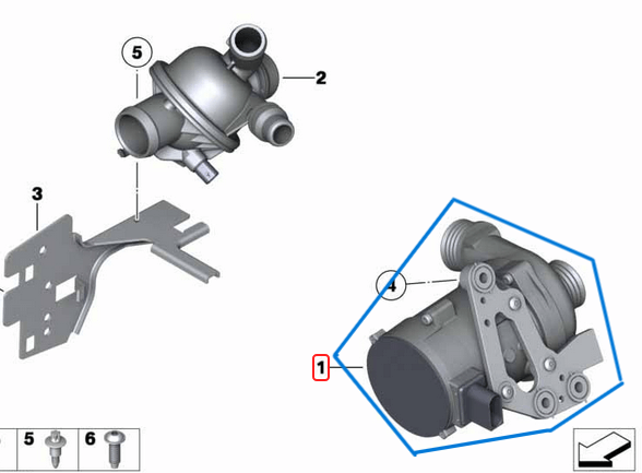 Devirdaim Su Pompası Elektrikli BMW 5 Seri E60, E61, 7 Seri E65, E66, X3 Seri E83, Motor: N52, N53, OEM  11518635092, 11517583836