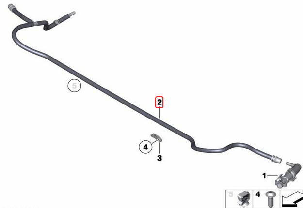 Far Yıkama Fıskiye Hortumu BMW 5 Seri F07, F10, F11, 6 Seri F06, F12, F13, 7 Seri F01, F02, F03, F04, OEM 61677178742