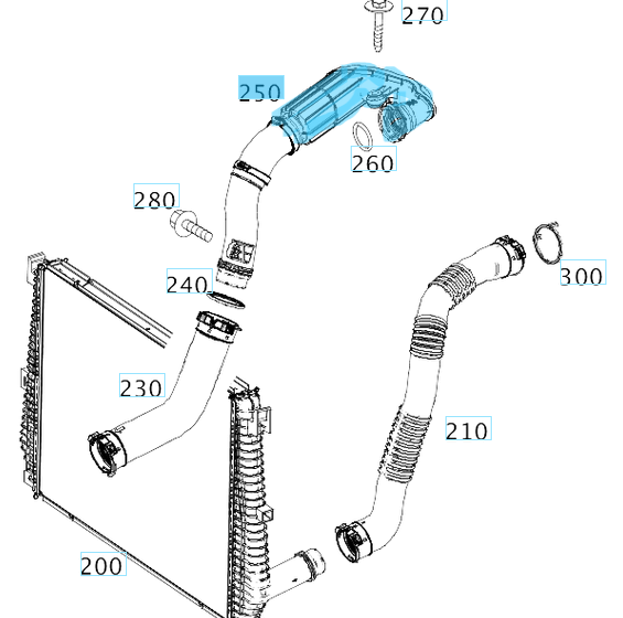 Turbo Hava Emiş Borusu Deve Boynu Alüminyum C Seri W205 Motor: OM626 OEM A6260900042-2, 144603933R
