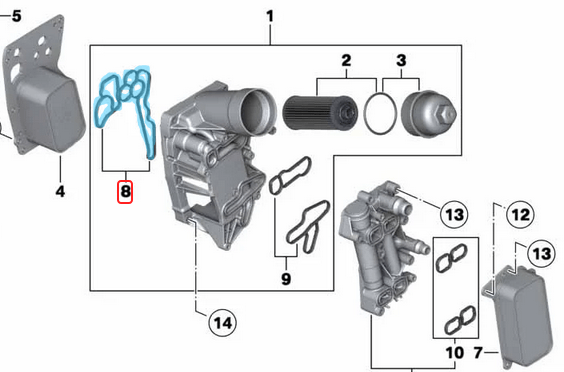 Yağ Filtre Kazanı Contası / Yağ Radyatör Contası BMW X1 E84, 3 Seri E90, E93, F30, 5 Seri F07, F10, 7 Seri F01, F02, 1 Seri F20, Motor: N47N, N57, M57N OEM 11428580682, 8580682