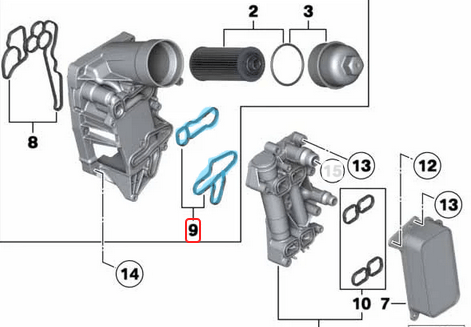 Yağ Filtre Kazanı Contası / Yağ Radyatör Contası BMW X1 E84, 3 Seri E90, E93, F30, 5 Seri F07, F10, 7 Seri F01, F02, 1 Seri F20, Motor: N47N, N57, M57N OEM 11428580680, 8580680