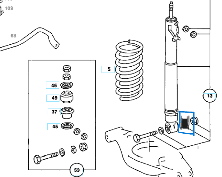 Amortisör Burcu Arka W124, W201, W202, W210  E, C Seri