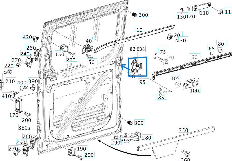 KAPI KIZAK SÜRGÜSÜ SAĞ ORTA Sprinter W906 VW Crafter  OEM A9067600347, 2E1843336