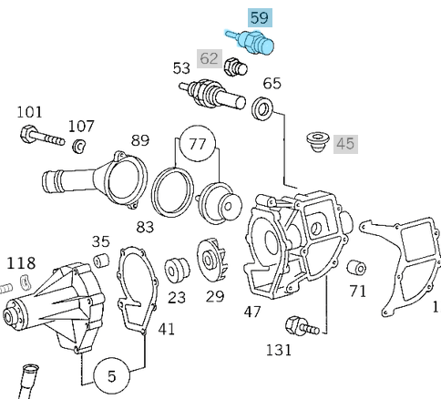 Fan Müşürü / Hararet Müşürü Tekli Gri 80-85'C E Seri W124, C Seri W201, S Seri W126, Motor: M102, M103, OM602, OM603, OM617, OEM A0055457024, A0065454424, 0055457024, 0065454424