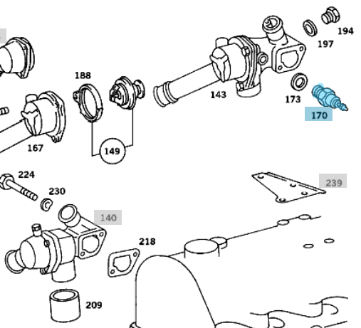 Fan Müşürü / Hararet Müşürü Tekli Gri 80-85'C E Seri W124, C Seri W201, S Seri W126, Motor: M102, M103, OM602, OM603, OM617, OEM A0055457024, A0065454424, 0055457024, 0065454424