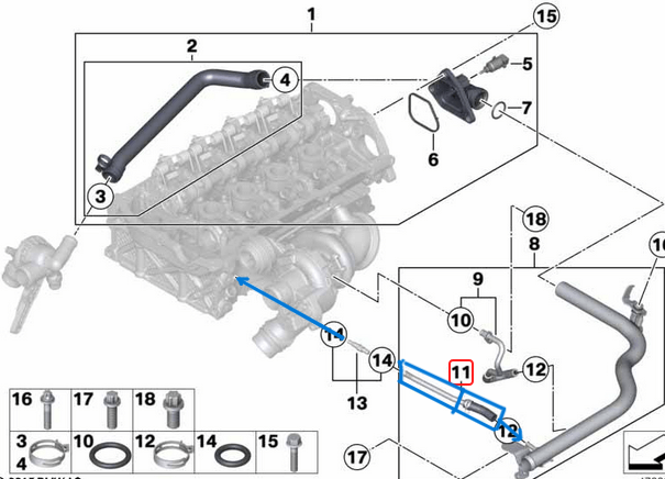 Hava Tahliye Hortumu Tek Hortum BMW 1 Seri F20, F21, 3 Seri F30, F31, OEM 11537600589-1