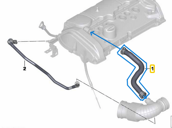 Hava Tahliye Hortumu Üst Kapak BMW 1 Seri F20, F21, 3 Seri F30, F31, OEM 11157608144