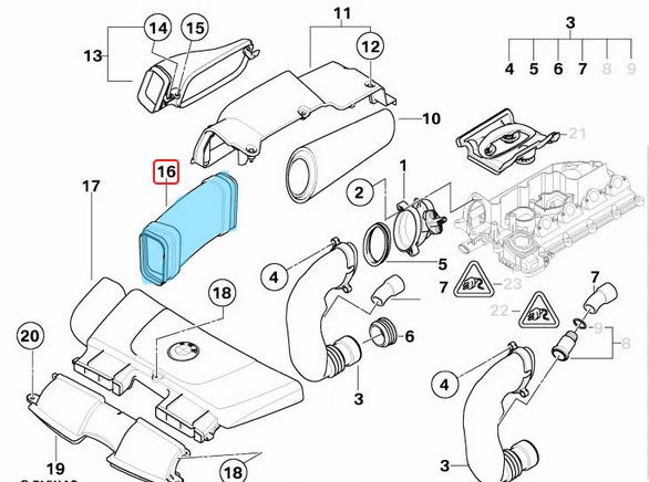 Hava Filtre Borusu / Hava Filtre Körüğü BMW 3 Seri E90, E91, Motor: M47N2 OEM 13717795284