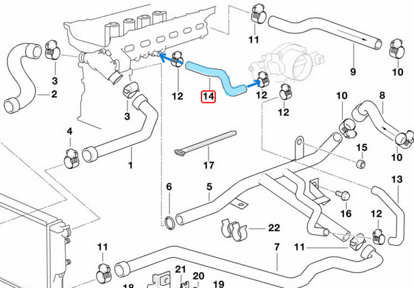 Kalorifer Hortumu BMW 3 Seri E36, 5 Seri E39,  7 Seri E38, Motor: M50, M52 OEM 13541703865