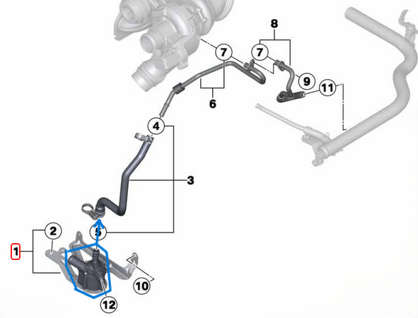 İlave Su Pompası / Devirdaim Yardımcı Pompa BMW 1 Seri F20, F21, 3 Seri F30, F31, Motor: N13, OEM 11518616992, 11517629918, 11517600969