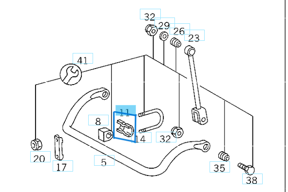 Viraj Demir Kelepçesi Ön Minibüs W601, W602, W611 Tip: 207-208-209-307-308-309 OEM A6023260140