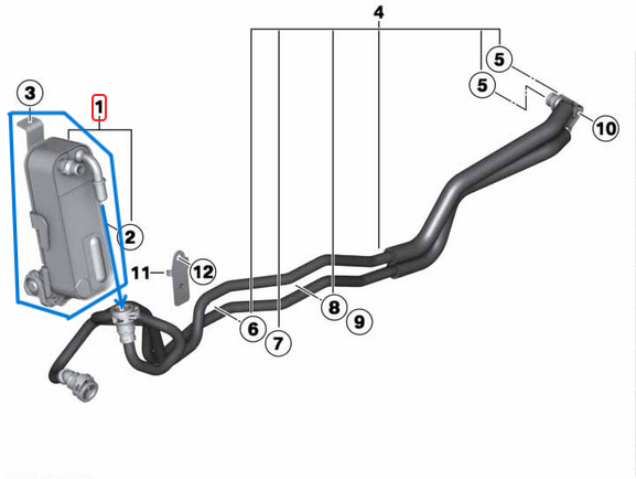 Yağ Radyatörü Otomatik Şanzıman / Otomatik Şanzıman Yağ Soğutucu BMW 1 Seri F20, F21, 2 Seri F22, F23, 3 Seri F30, F31, F34, 4 Seri F32, F33, F36, Motor: N13, N20, N26, OEM 17217600553