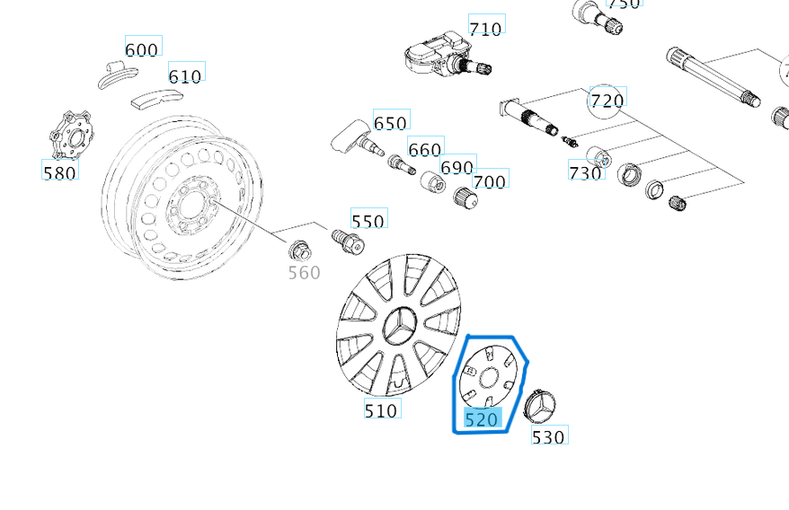 Jant Kapağı Göbekteki Siyah Sprinter W906, W907 OEM A9064010025