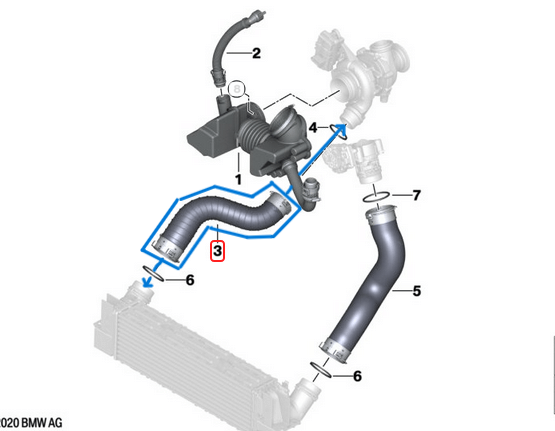 İntercooler Hortumu / Turbo Hortumu Sağ BMW X5 Seri F15, Motor: B47 OEM 11618513852