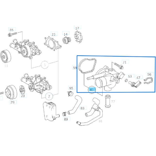Termostat 87'C Vito W638, W639 Sprinter W901, W904 OM611, OM612, OM646, OM647 OEM A6462001215, A6112000915, A6112000415, A6112000715