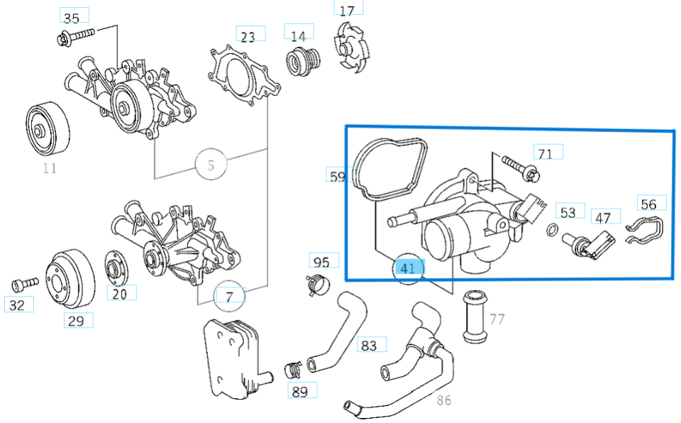 Termostat 87'C Vito W638, W639 Sprinter W901, W904 OM611, OM612, OM646, OM647 OEM A6462001215, A6112000915, A6112000415, A6112000715
